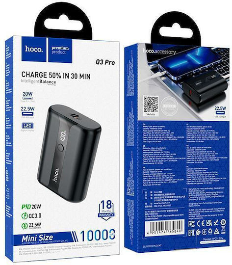 Hoco Q3 Pro Baterie Externă 10000mAh 22.5W cu Port USB-C Power Delivery Încărcare Rapidă Neagră