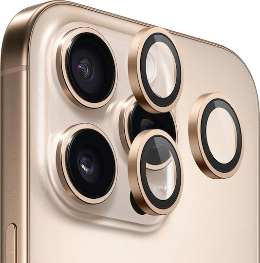 Blueo Kameraschutz Metallrahmen Gold für das iPhone 16 Pro, iPhone 16 Pro Max