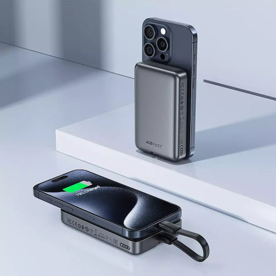 Acefast M10 MagSafe Power Bank 10000mAh 30W with 2 USB-C Ports Power Delivery Black