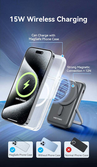 Vention FHNB0 MagSafe Power Bank 10000mAh 20W με Θύρα USB-C Power Delivery Μαύρο
