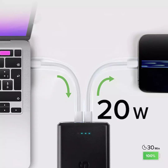 SBS Power Bank 30000mAh 20W με 2 Θύρες USB-A και 2 Θύρες USB-C Power Delivery Μαύρο