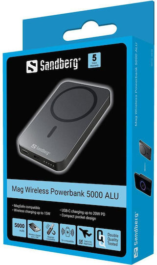 Sandberg Mag Wireless MagSafe Power Bank 5000mAh Μαύρο