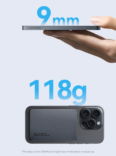 Usams CY Series US-CD231 MagSafe Външна Батерия 5000mAh 20W с USB-C Изходен Порт Power Delivery Бяла