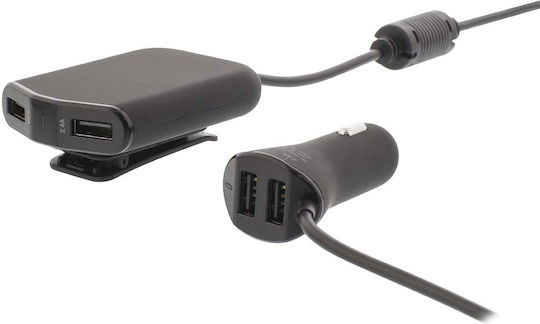 Sweex Автомобилно Зарядно Устройство 4 USB Порта 9.6A 1.8m Кабел Черно