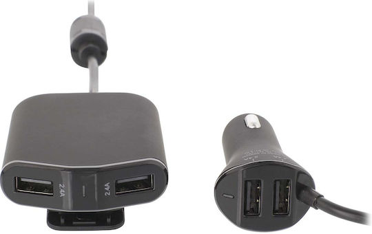 Sweex Автомобилно Зарядно Устройство 4 USB Порта 9.6A 1.8m Кабел Черно