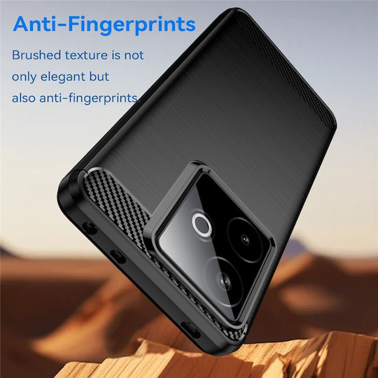 Techsuit Carbon Umschlag Rückseite Silikon / Kunststoff Schwarz (Realme GT 7)