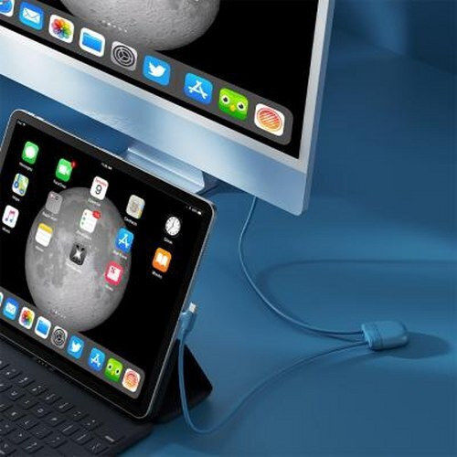 Xoopar Regular USB to Lightning / Type-C / micro USB Cable Μπλε 1m