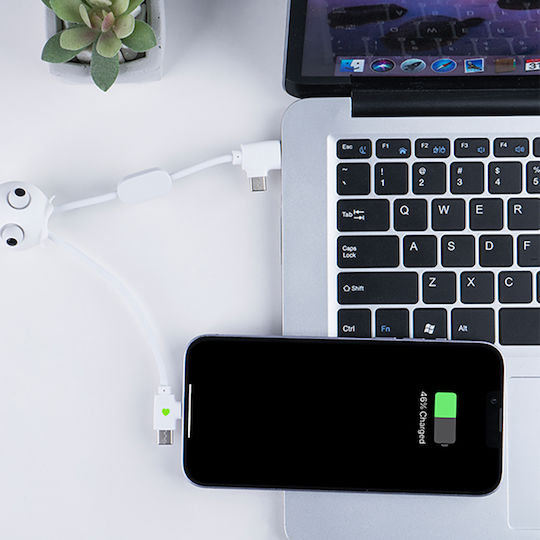 Xoopar Jelly Mini Regulär USB zu Blitzschlag / Typ-C,TC-TC / Micro-USB Kabel 2A Weiß 1m