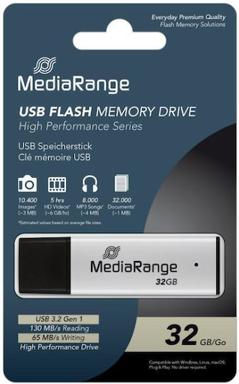 MediaRange 32GB USB 3.0 Stick Ασημί
