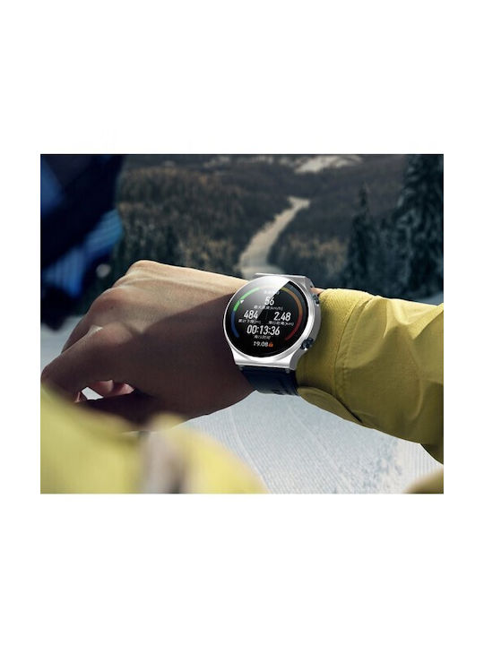 2 In 1 Schutz Plastikhülle mit Glas in Silber Farbe für Huawei Watch GT 2 Pro