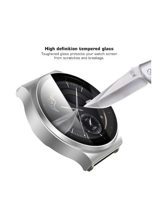 2 In 1 Schutz Plastikhülle mit Glas in Silber Farbe für Huawei Watch GT 2 Pro