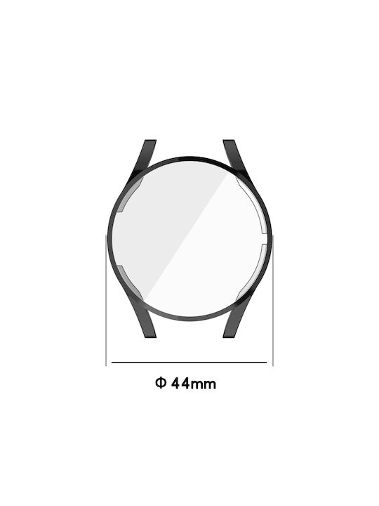 Carcasă de Silicon cu Sticlă în culoarea Negru pentru Galaxy Watch 4 44mm