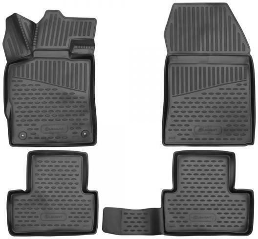 Novline Set of Front and Rear Mats 4pcs Tray Type for Hyundai Tucson 2020 Black