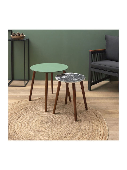 Rundes Zigon-Set Holz Grün/Schwarz 2Stück M43xL43xH48cm