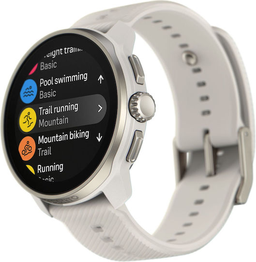 Suunto Race S Stainless Steel 45mm Waterproof Smartwatch with Heart Rate Monitor (Powder Gray)