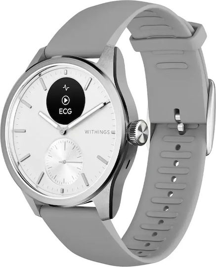 Withings ScanWatch 2 Stainless Steel 42mm Αδιάβροχο με Παλμογράφο (Λευκό)