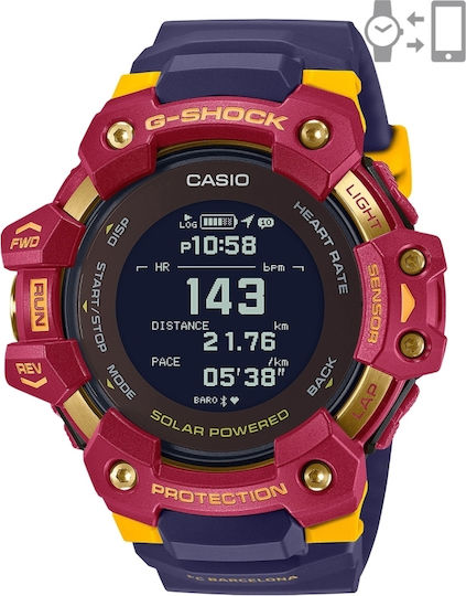 Casio GBD-H1000BAR Limited Edition FC Barcelona 55mm Smartwatch με Παλμογράφο (Μπλε)