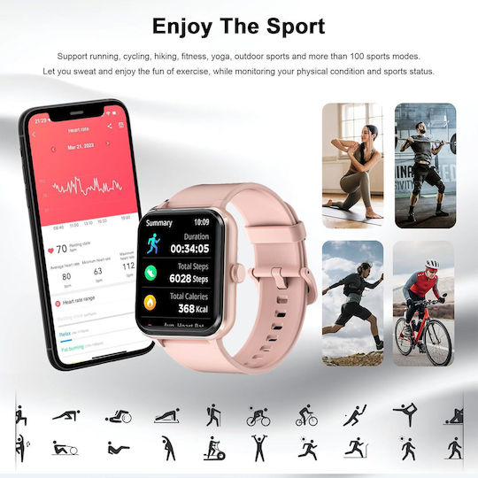 BlackView R50 45mm Smartwatch με Παλμογράφο (Ροζ)