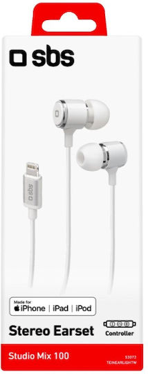SBS TEINEARLIGHTW In-ear Handsfree με Βύσμα Lightning Λευκό