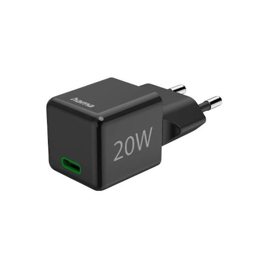 HAMA Încărcător Fără Cablu cu Port USB-C 20W Livrarea energiei Negruς (00201984)