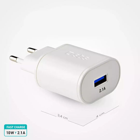 SBS Ladegerät ohne Kabel mit USB-A Anschluss 10W Weißs (TETR1USB2AWFAST)