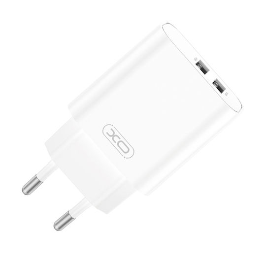 XO Зарядно Устройство Без Кабел с 2 USB-A Порта 12W Quick Charge 2.0 Бяло (CE34)