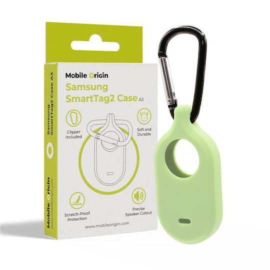 Силиконов Калъф Ключодържател Mobile Origin Съвместим С Samsung Smarttag 2 Фосфорно Зелен