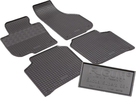 Rigum Set of Front and Rear Mats 4pcs for Skoda Superb 2008 2015 Black