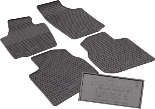 Rigum Set of Front and Rear Mats 4pcs for Seat Toledo Skoda Rapid 2012 2018 Black