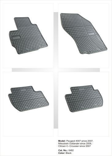 Frogum Σετ Μπροστινά και Πίσω Πατάκια 4τμχ για Peugeot 4007 Mitsubishi Outlander Citroen C-Crosser 2006-2013 Μαύρα