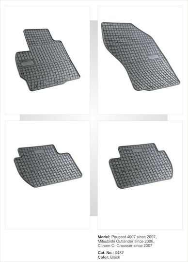 Frogum Σετ Μπροστινά και Πίσω Πατάκια 4τμχ για Peugeot 4007 Mitsubishi Outlander Citroen C-Crosser 2006-2013 Μαύρα