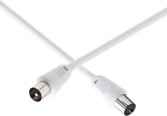 Force Power Koaxial TV Kabel 9,52mm Störungsfrei Male Female 2m Weiß