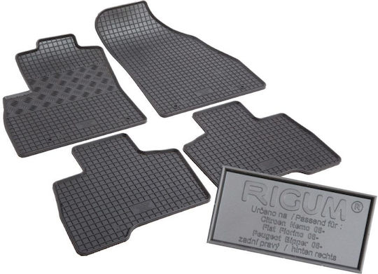 Rigum Set of Front and Rear Mats 4pcs for Peugeot Bipper Tepee Fiat Qubo Citroen Nemo 2008 2021 Black
