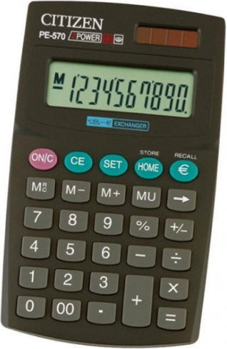 Citizen PE-570 Αριθμομηχανή Τσέπης 10 Ψηφίων σε Μαύρο Χρώμα