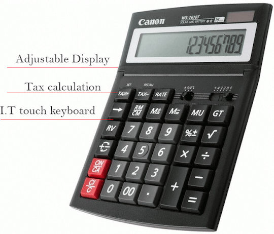 Canon WS-1610T Calculator 16 Cifre în Culoarea Negru 1buc