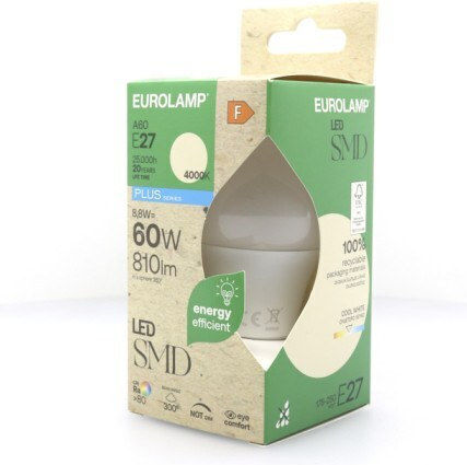 Eurolamp Λάμπα LED 8.8W 108mm για Ντουί E27 και Σχήμα A60 Θερμό Λευκό 810lm