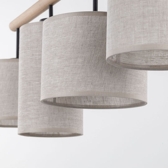 TK Lighting Deva Κρεμαστό Φωτιστικό Μπεζ Ράγα για 4 Λαμπτήρες E27 96εκ.