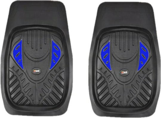 Yark Front Mats Universal 2pcs Tray Type Black / Blue