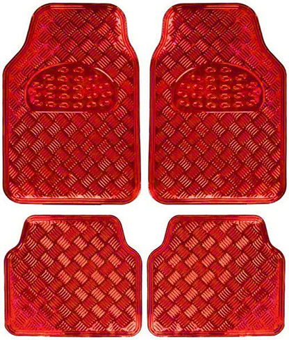 Set of Front and Rear Mats Universal 4pcs Red