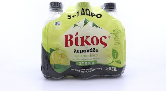 Βίκος Stevia Λεμονάδα με Ανθρακικό, Χωρίς Ζάχαρη σε Μπουκάλι 6x330ml