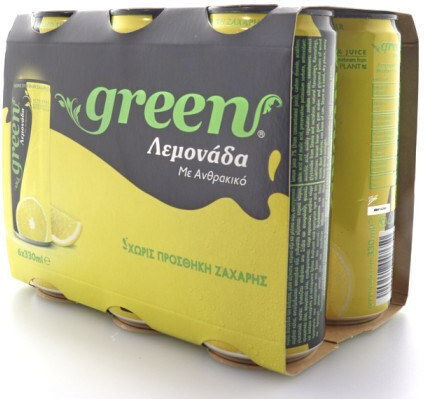 Green Cola Lemonade with Carbonation, Sugar-Free in Box 6x330ml