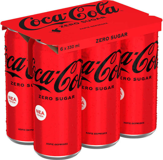 Coca-Cola Zero Cola με Ανθρακικό, Χωρίς Ζάχαρη σε Κουτί 6x330ml