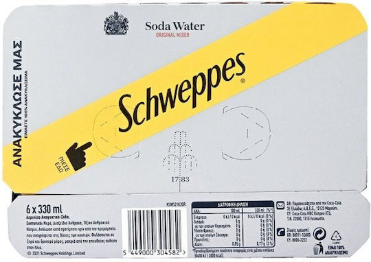 Schweppes Σόδα Σόδα με Ανθρακικό σε Κουτί 6x330ml