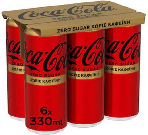Coca-Cola Zero Cola με Ανθρακικό, Χωρίς Ζάχαρη σε Κουτί 6x330ml
