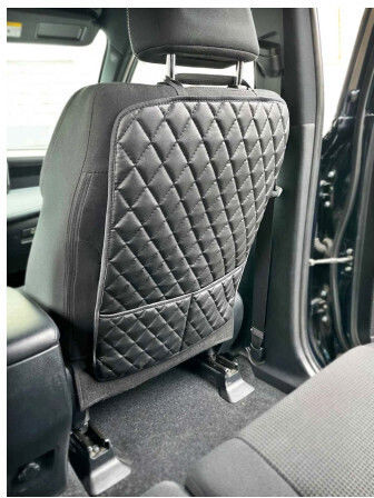 Car Seat Back Protector Idealstore Pockets Imitation Leather Size 61.5 X 47.5cm Waterproof Black