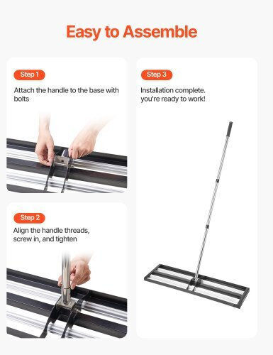 Vevor 36x10in Lawn Leveling Rake 83.9 In Adjustable Handle Yard Garden