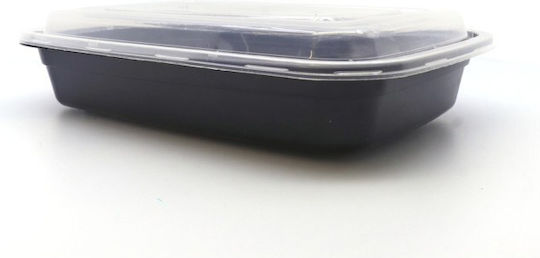 American Type Microwave Container + Lid 750ml 50pcs Black