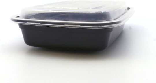 American Type Microwave Container + Lid 750ml 50pcs Black