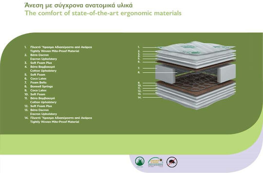 Chic Strom Eco Pure Extra Care Single Ortopedie Saltea 90x190x22cm cu Arcuri