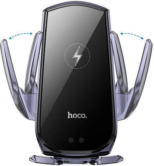 Hoco Suport Auto pentru Telefon cu cârlige reglabile și Încărcare Wireless Neagră
